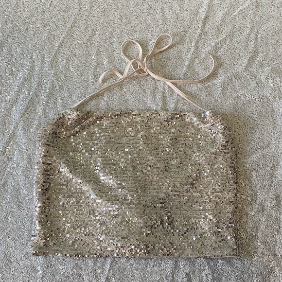Wild Fable Women's Sequin Halter Crop Top Size XS - Picture 5 of 14